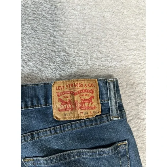 Levi's 511 Mens Blue Denim Slim Jeans Size 34x34 Act (34x32) Pants - Picture 9 of 9